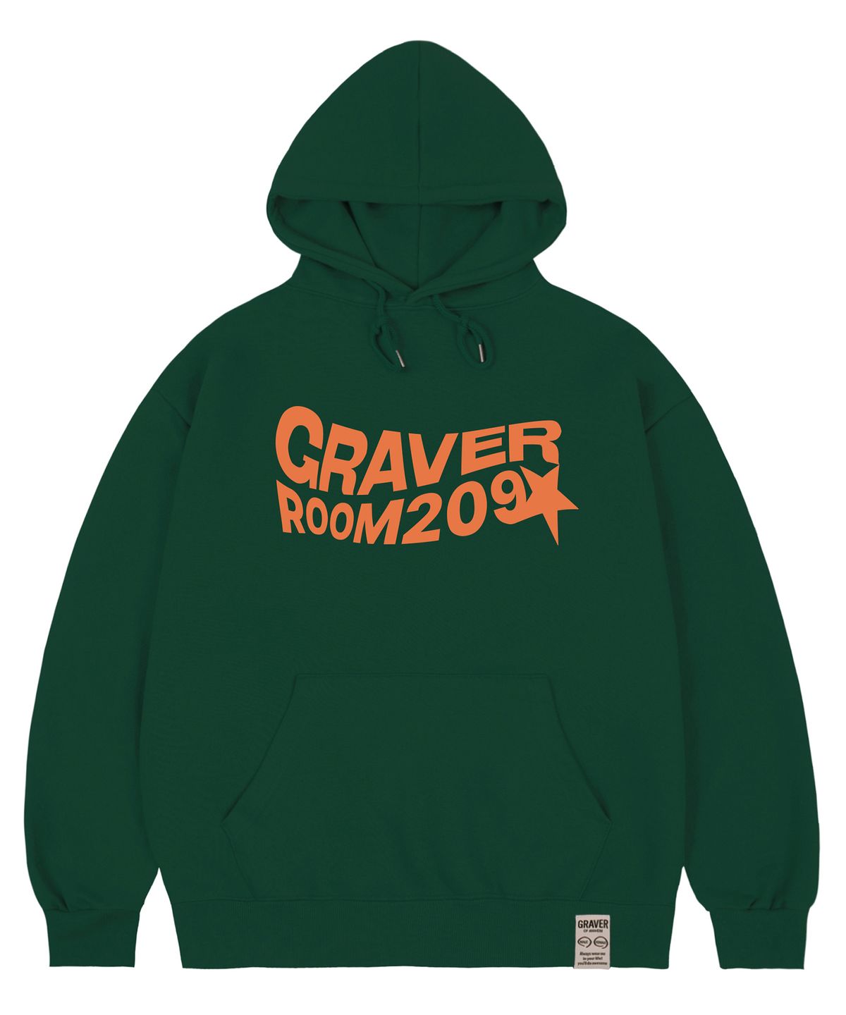 그레이버(GRAVER) [UNISEX]웨이브 스타 로고 후드티_그린