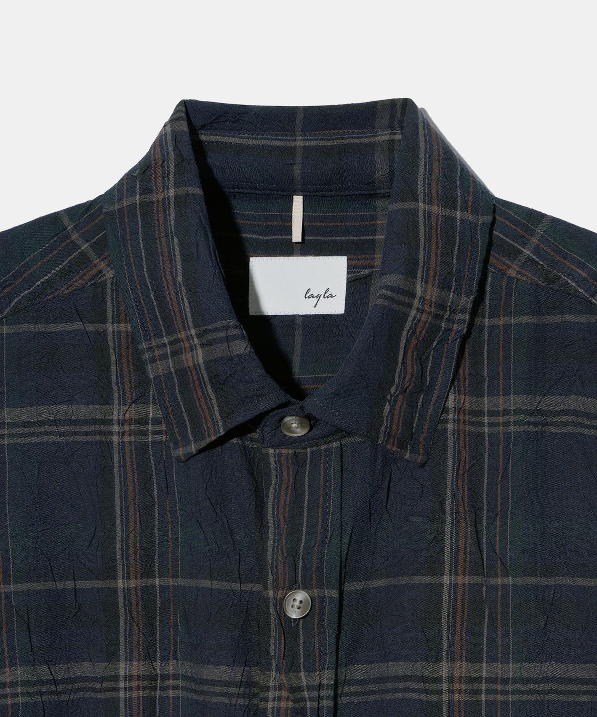 다이아몬드 레이라(DIAMOND LAYLA) Detachable Crease Check Shirt S167 Faded Navy