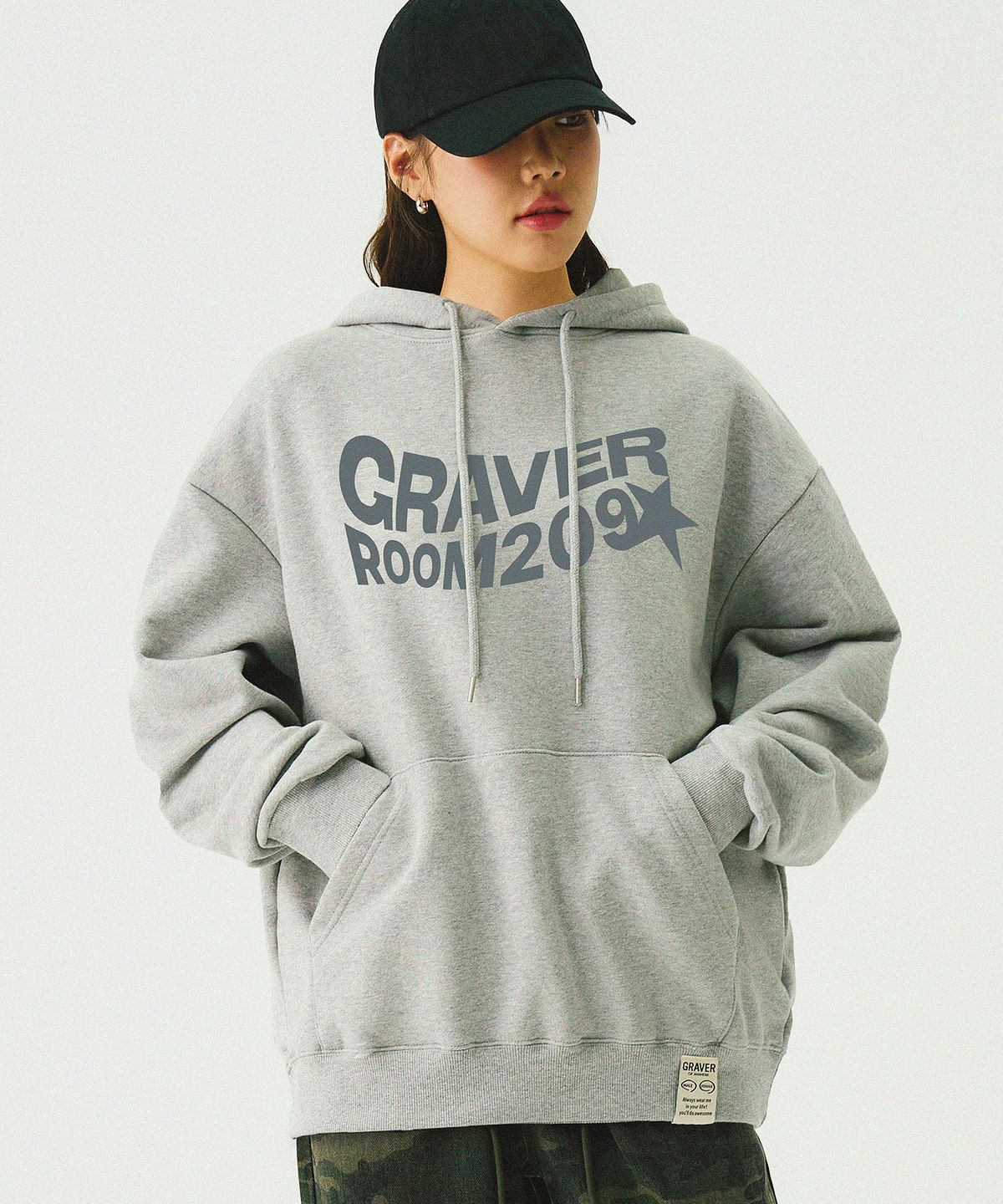 그레이버(GRAVER) [UNISEX]웨이브 스타 로고 후드티_4color