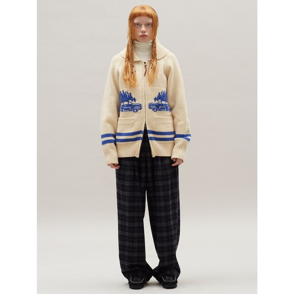 샌드 사운드(SAND SOUND) Car Graphics Cowichan Cardigan  Ivory