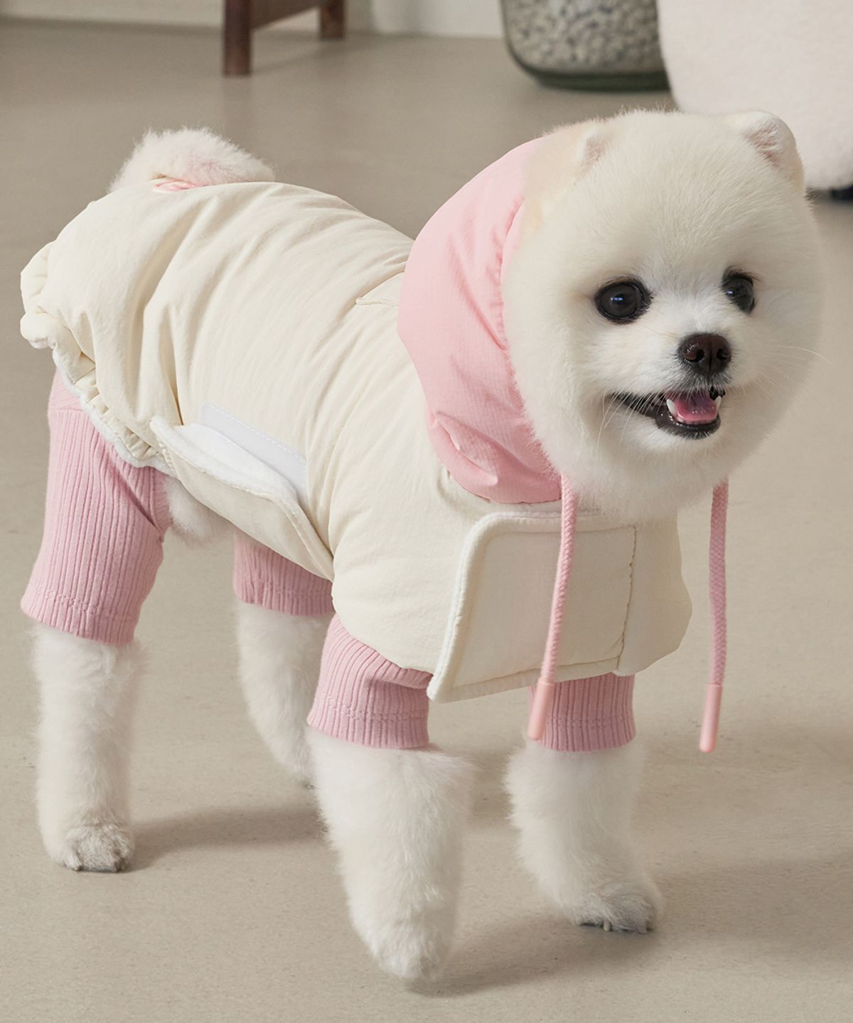 슈퍼펫(SUPERPET) 강아지 겨울옷 망토패딩 아이보리