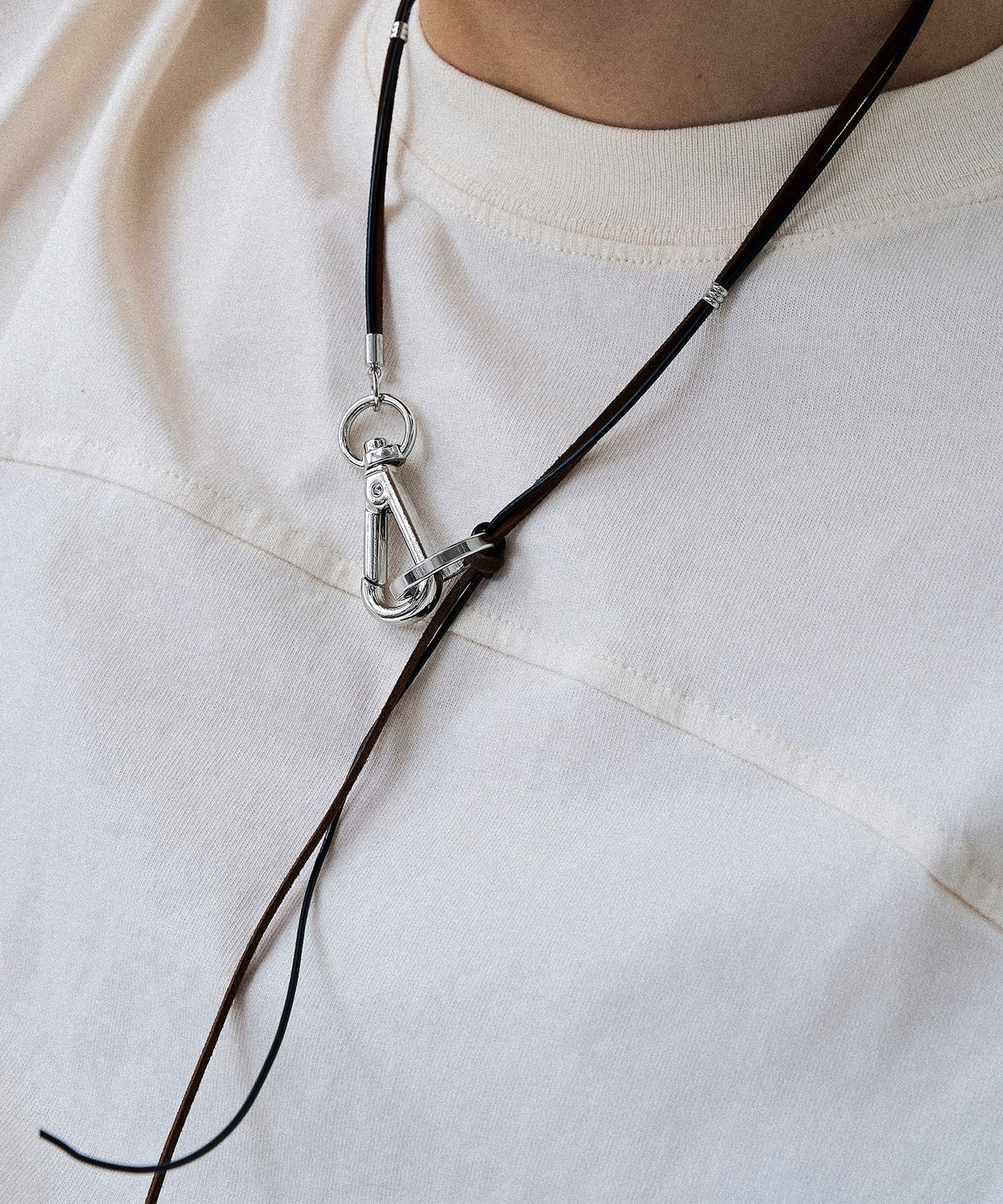 스칼렛또블랙(SCALETTOBLACK) RSM021 Brown Hide Mixed Necklace