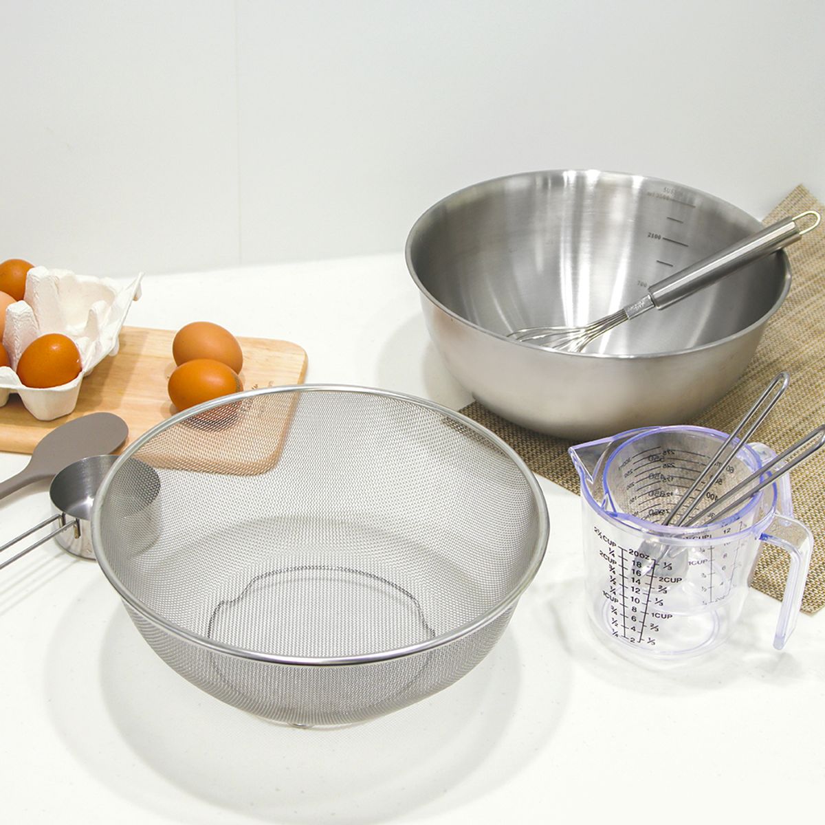 키친구(KITCHENGU) 스텐 믹싱볼 스텐볼 + 채망 채반 세트 26cm