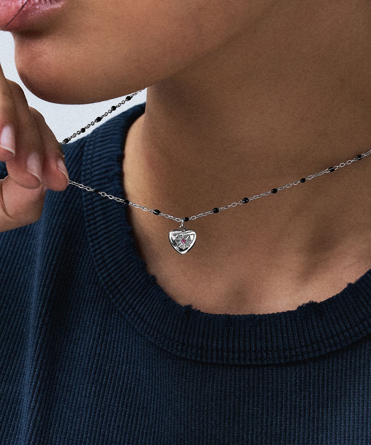 스칼렛또(SCALETTO) RS008 Pink CZ Setting Heart Pendent Necklace