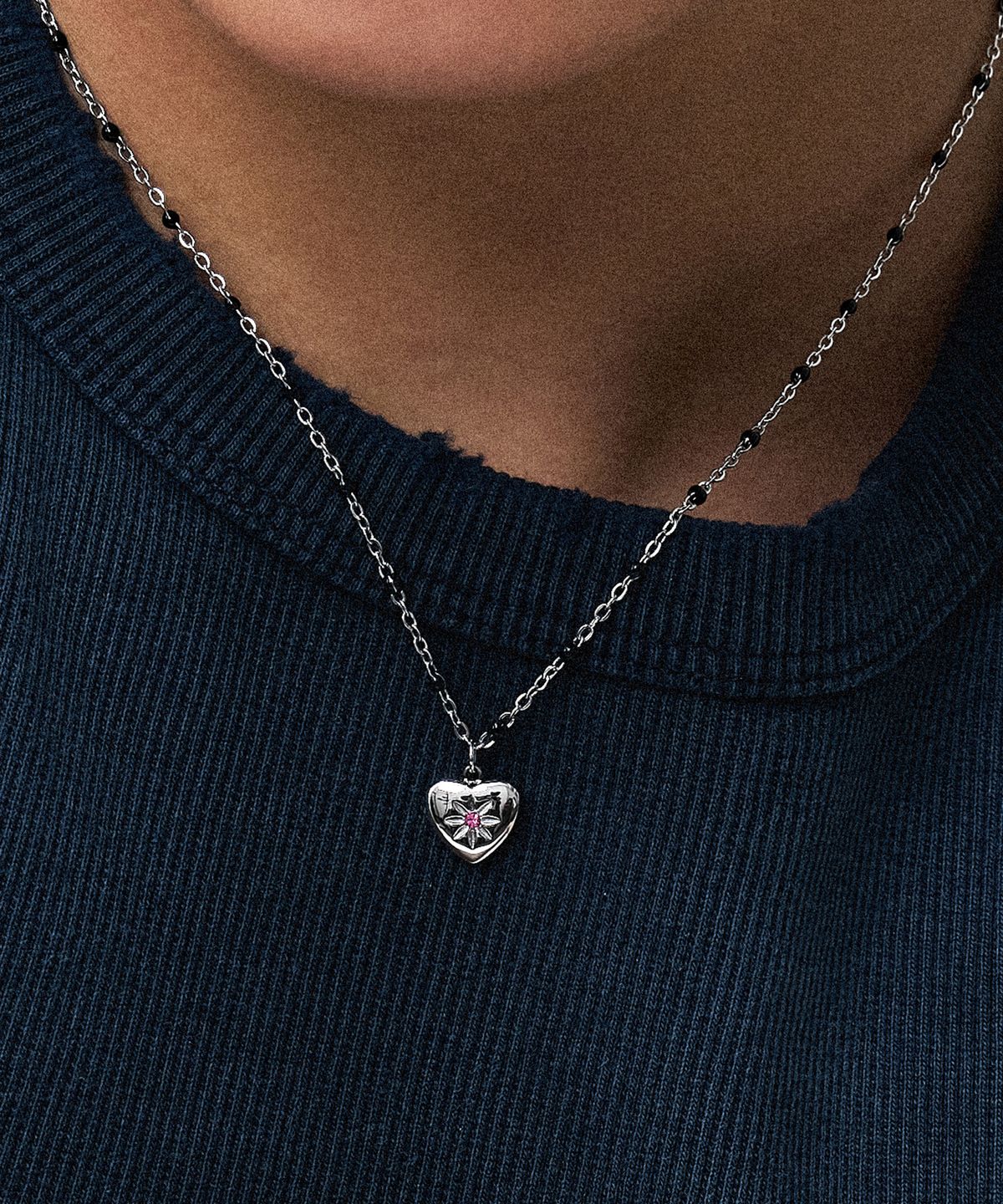 스칼렛또(SCALETTO) RS008 Pink CZ Setting Heart Pendent Necklace