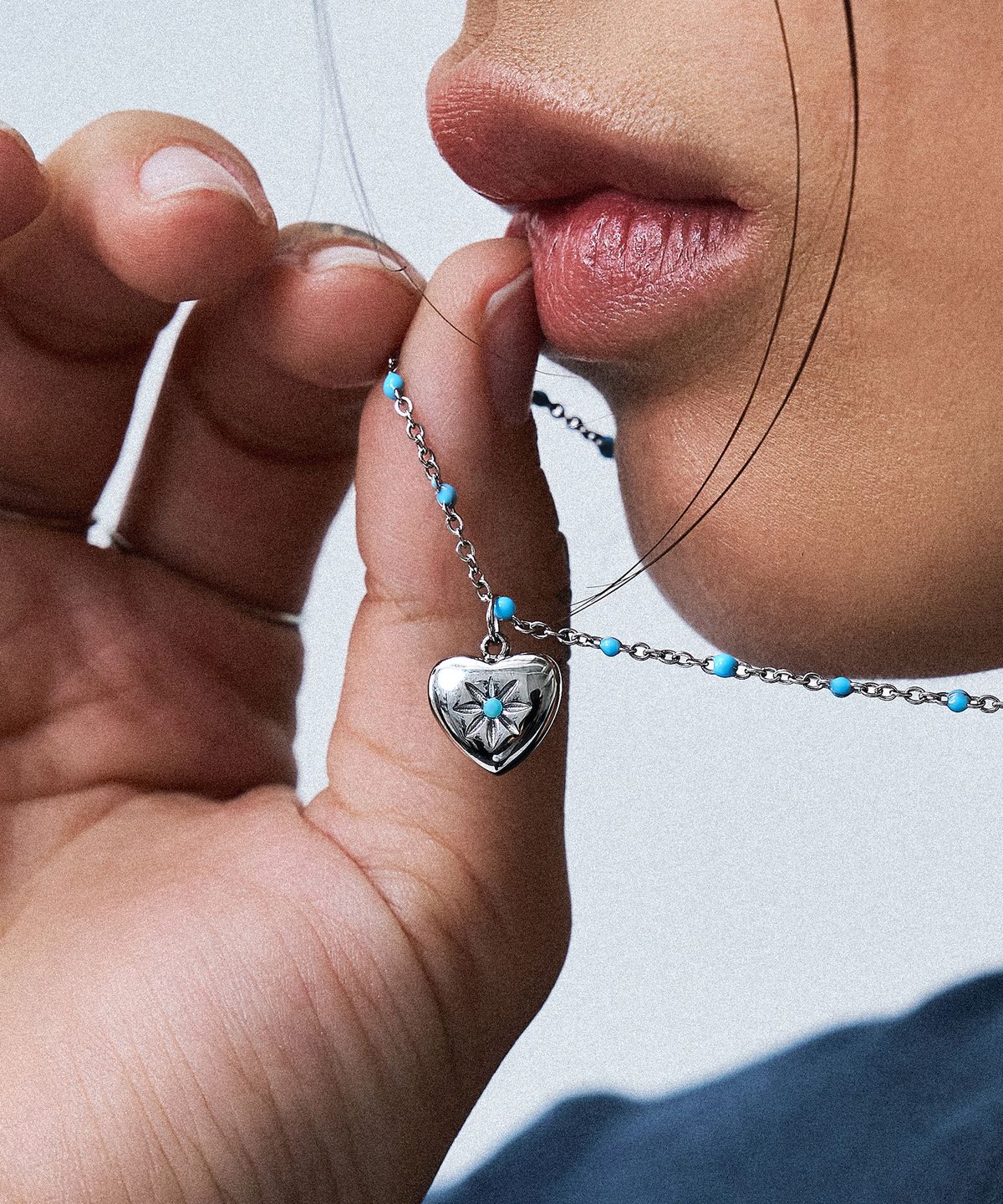 스칼렛또(SCALETTO) RS009 Turquoise CZ Setting Heart Pendent Necklace