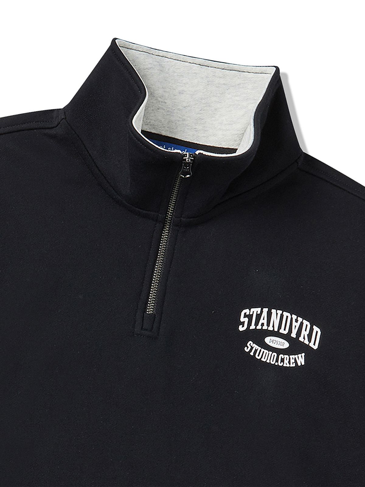 스트리트 스탠다드(STREET STANDARD) 크루 코어 하프집업 블랙