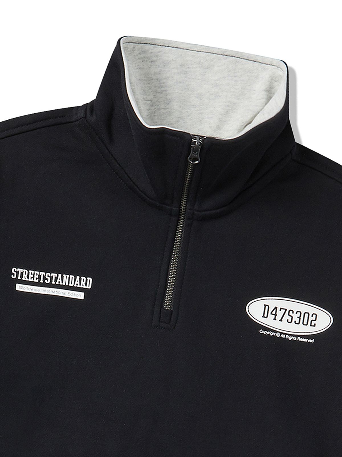 스트리트 스탠다드(STREET STANDARD) 스탠다드 팀 하프집업 블랙