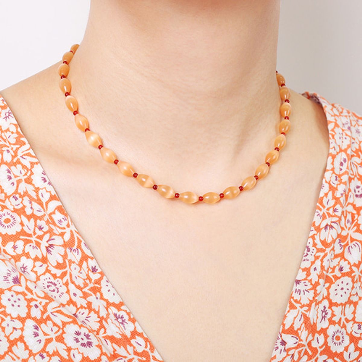 모드곤(MODGONE) 캣츠아이 & 자마노 목걸이 Cats eye stone & Carelian Necklace