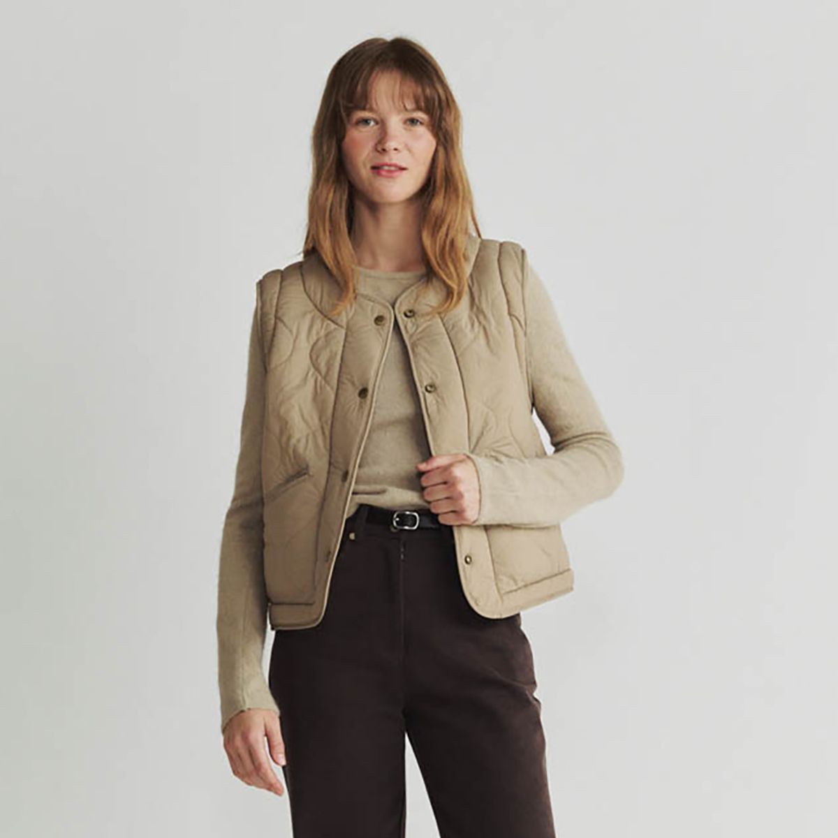 노우드(NOEUD) Reversible padded vest (Beige)