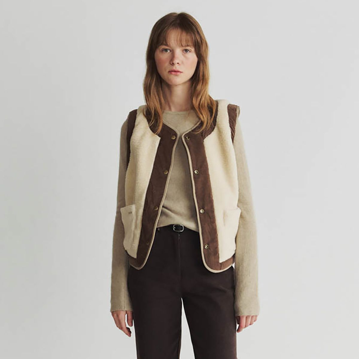 노우드(NOEUD) Reversible padded vest (Beige)