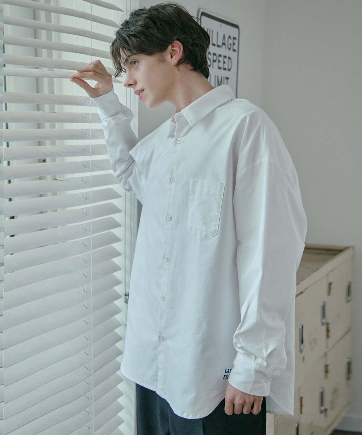 라드에디션(LAD EDITION) 릴렉스드 오버핏 코튼 옥스포드 셔츠_화이트