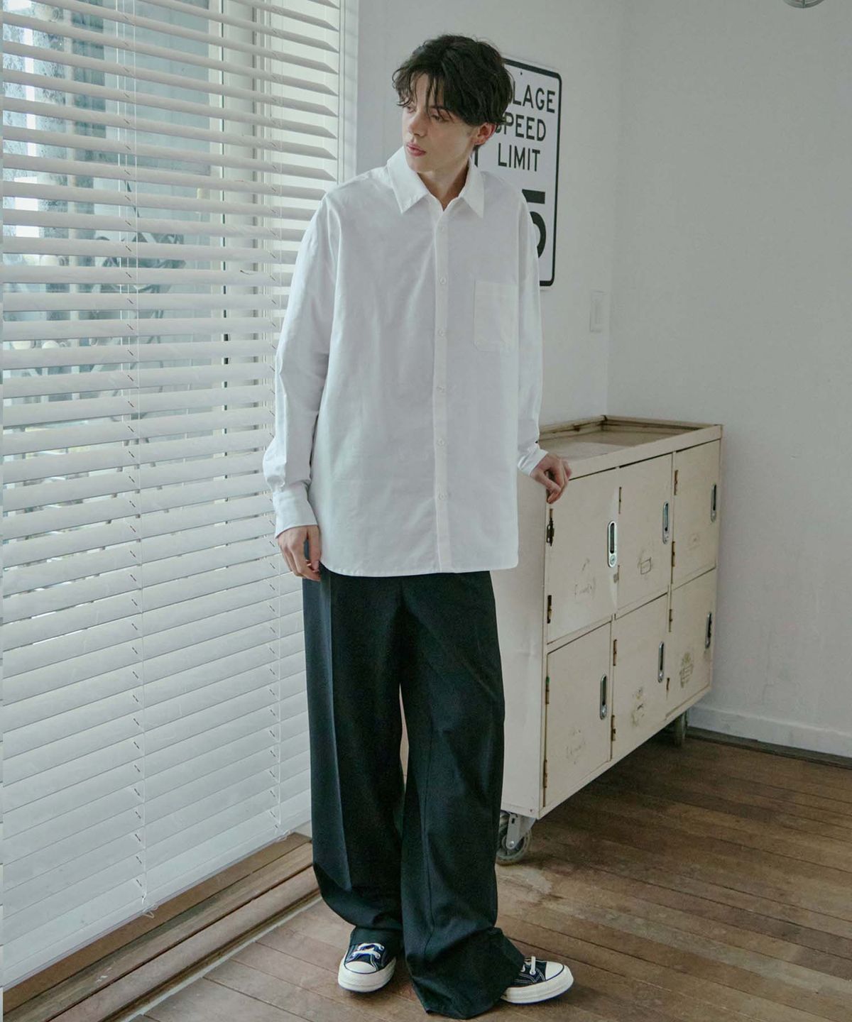 라드에디션(LAD EDITION) 릴렉스드 오버핏 코튼 옥스포드 셔츠_화이트