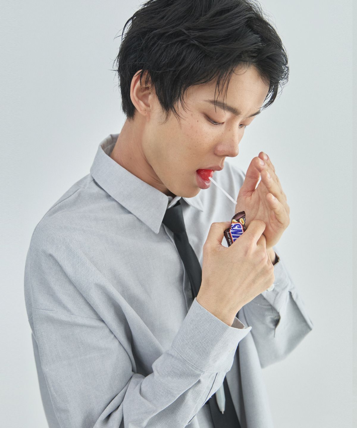 라드에디션(LAD EDITION) 릴렉스드 오버핏 코튼 옥스포드 셔츠_그레이