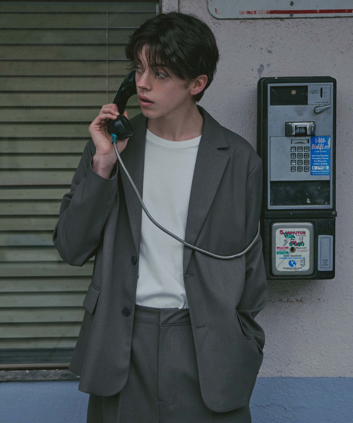 라드에디션(LAD EDITION) 울 블렌디드 오버핏 자켓_카키 그레이