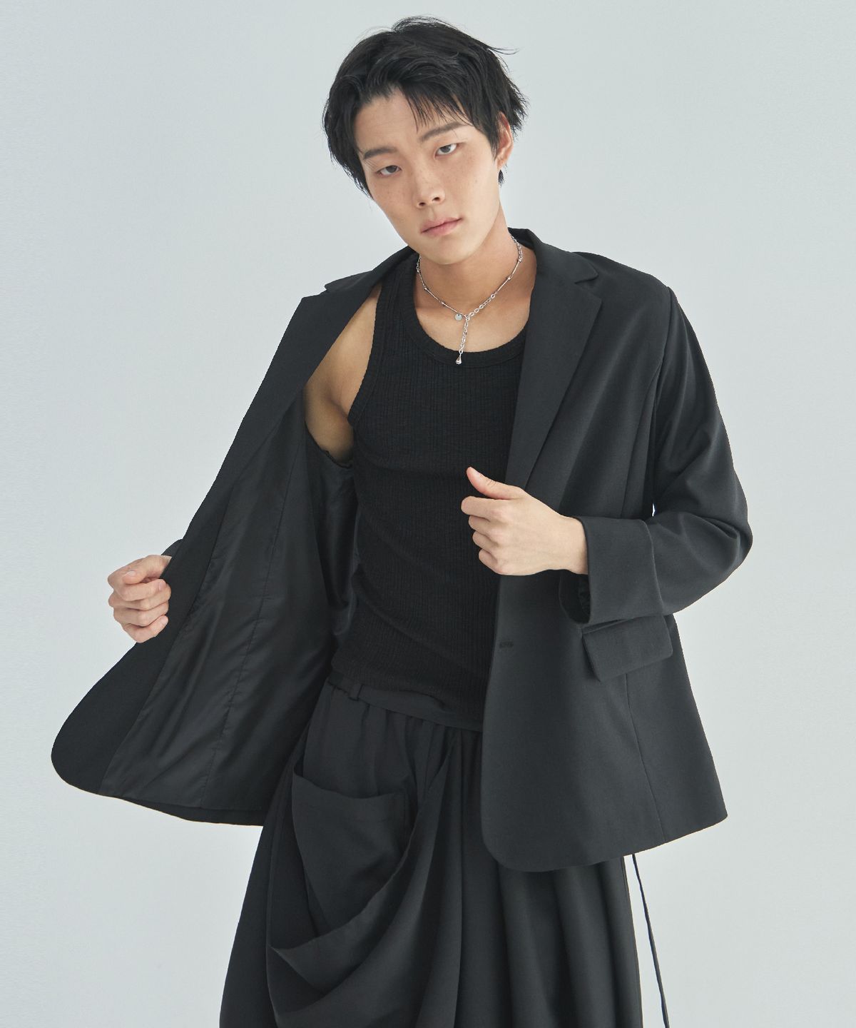 라드에디션(LAD EDITION) 울 블렌디드 오버핏 자켓_블랙