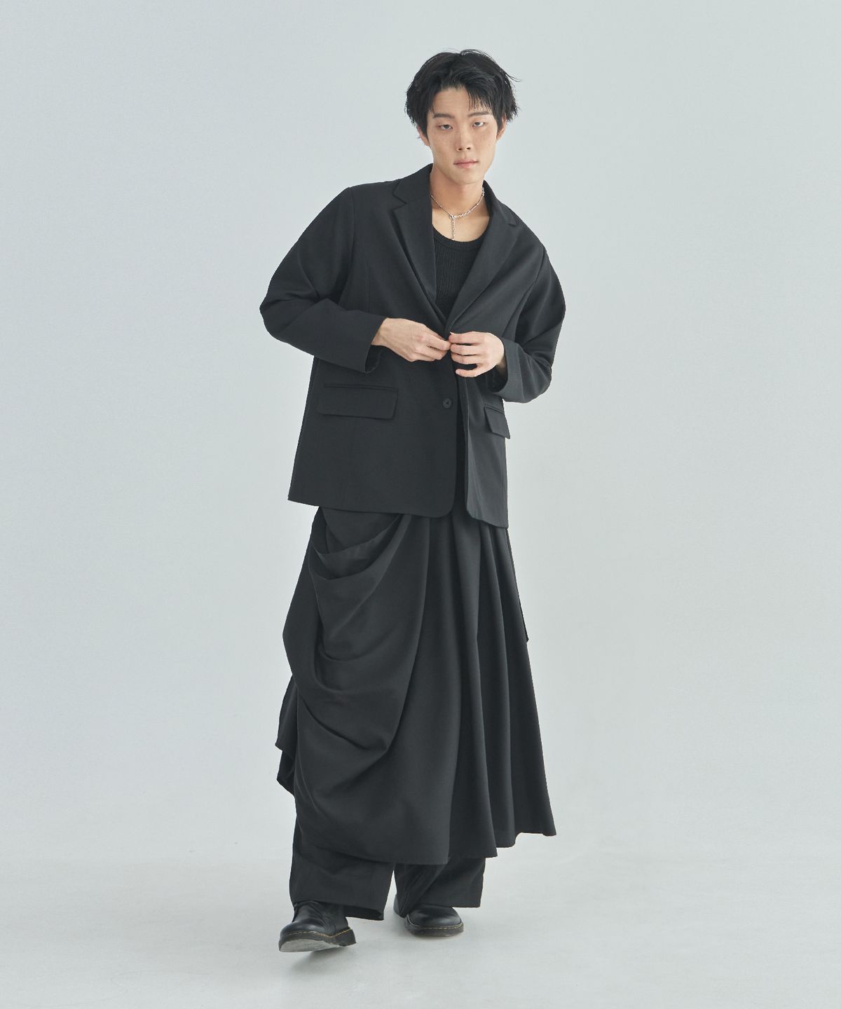 라드에디션(LAD EDITION) 울 블렌디드 오버핏 자켓_블랙