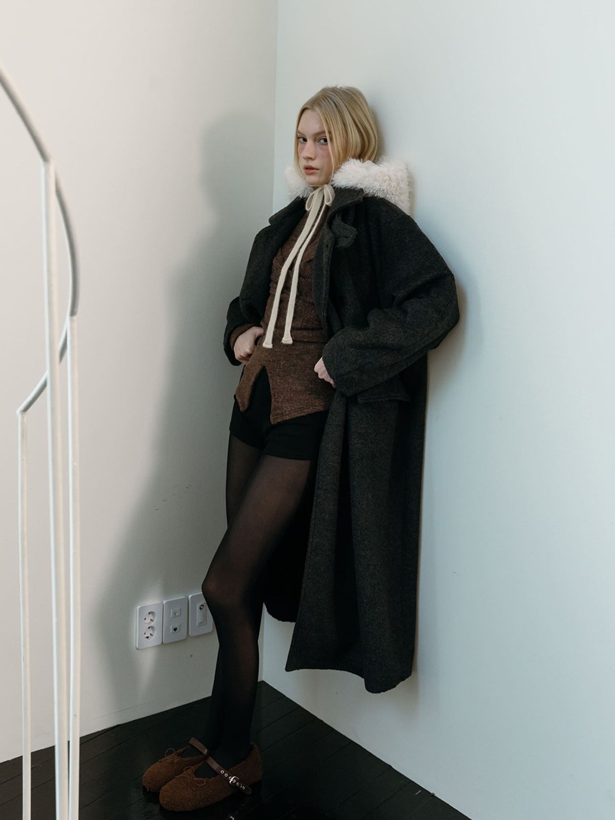 모이페어(MOIFAIRE) BALMACAAN WOOL DOUBLE COAT / CHARCOAL