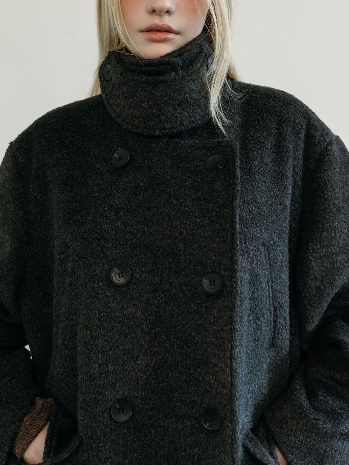 모이페어(MOIFAIRE) BALMACAAN WOOL DOUBLE COAT / CHARCOAL