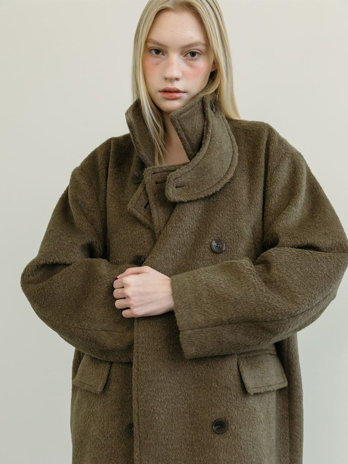 모이페어(MOIFAIRE) BALMACAAN WOOL DOUBLE COAT / KHAKI