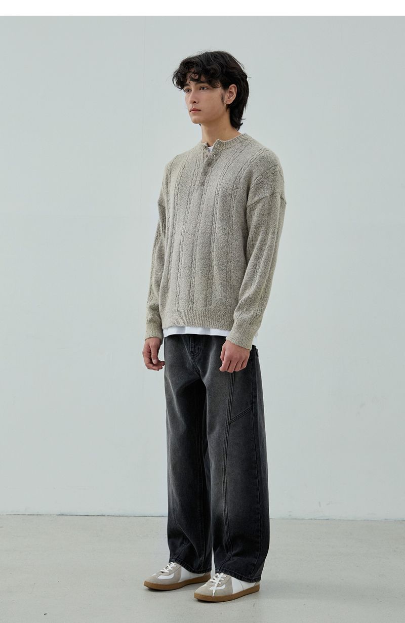 Henry Neck Long Sleeve Top ICM0078