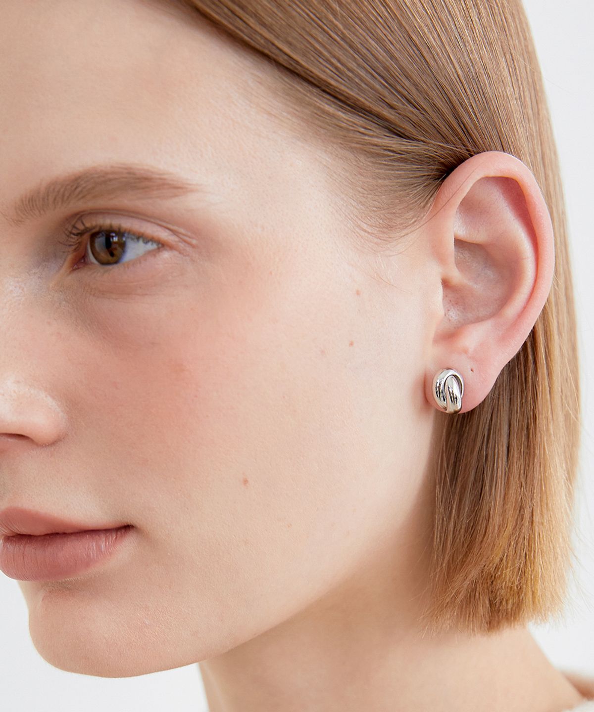 할렌(HALDEN) cross ring simple earrings (E043_silver)