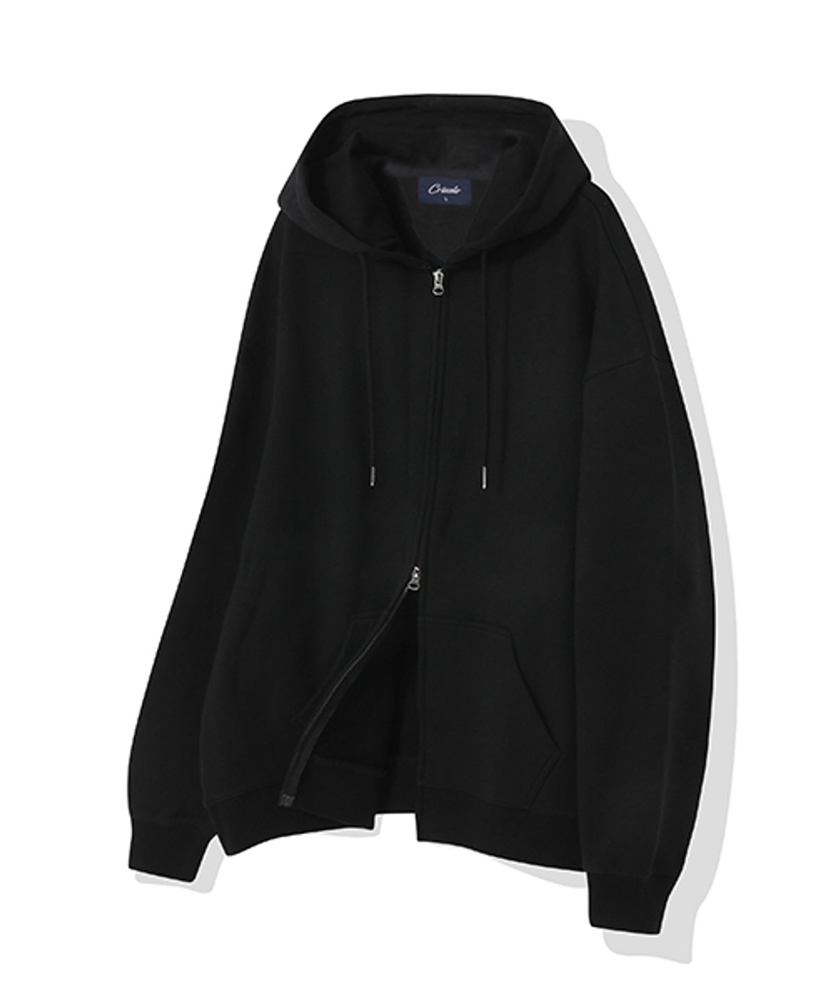 크리스첼로(CRISCELO) 무지 후드 2WAY ZIP-UP_블랙