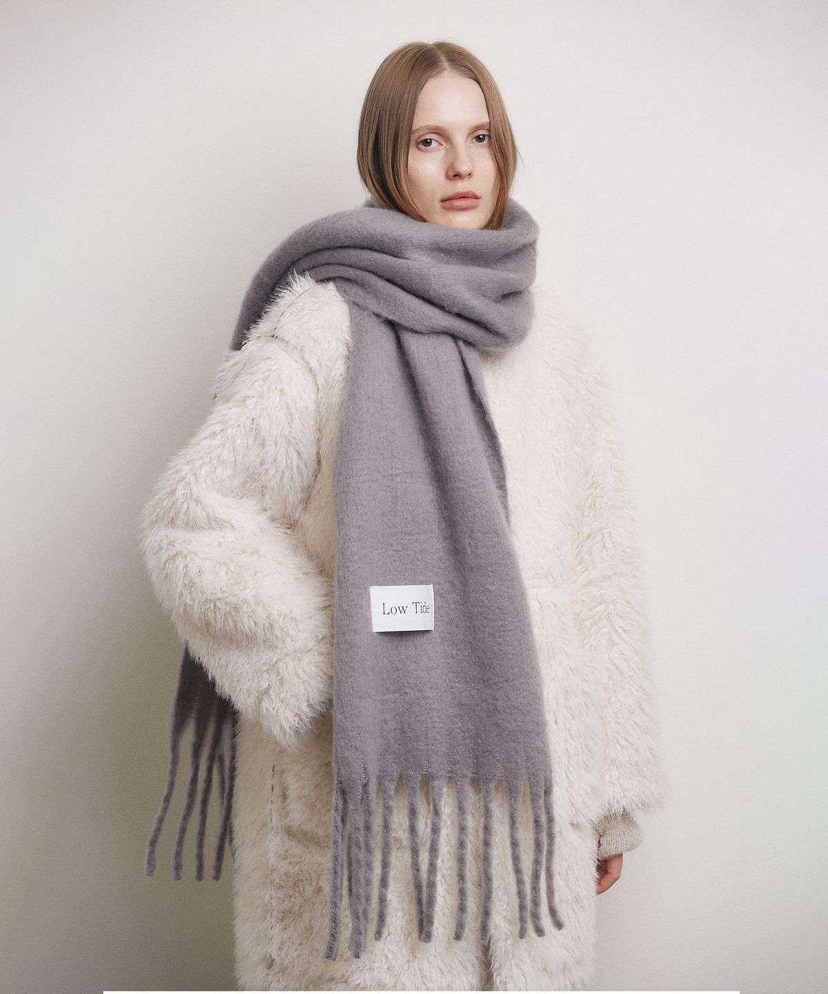 로우타이드(LOW TIDE) LOWTIDE BIG LABEL MUFFLER [GREY]