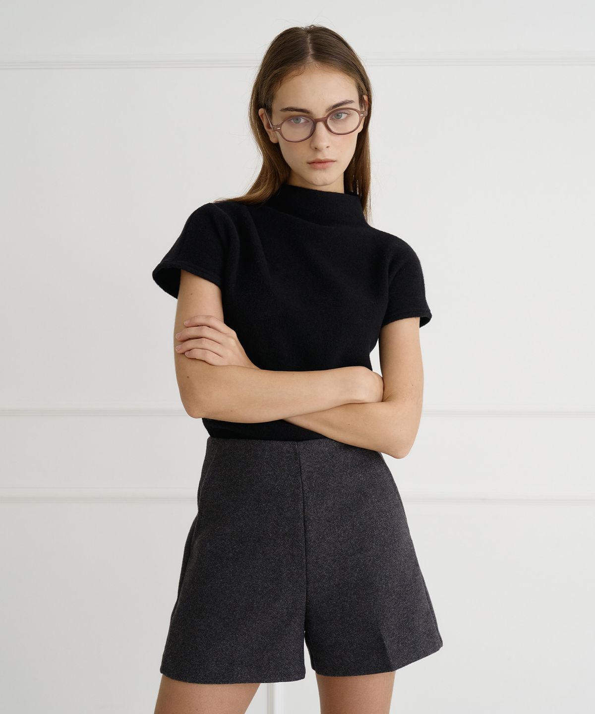 바이바이섭(BIBYSEOB) 울 블렌드 쇼츠 챠콜 [T44]