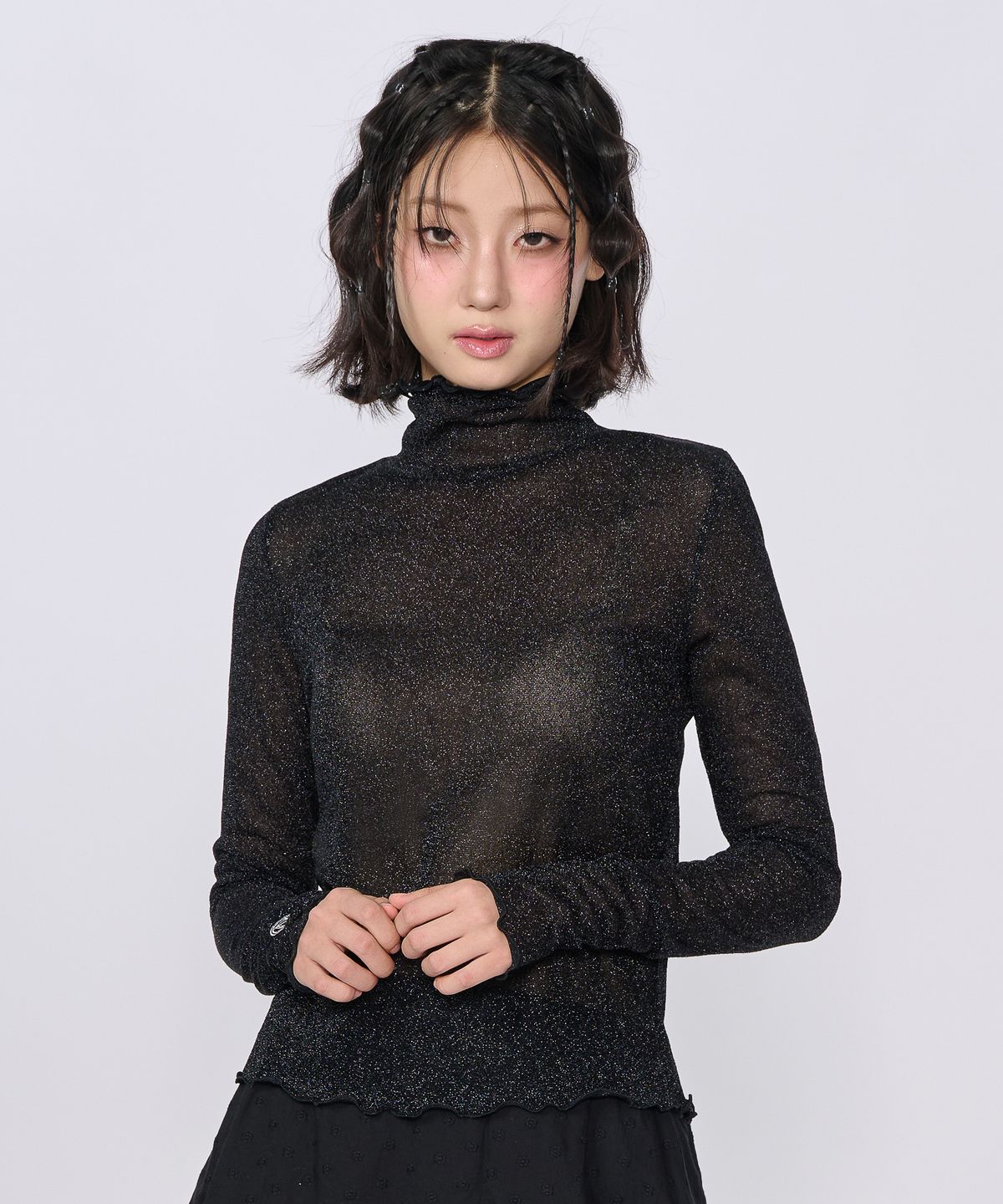 언유주얼 노말(UNUSUALNORMAL) TWINKLE HIGHNECK T-SHIRT_BLACK