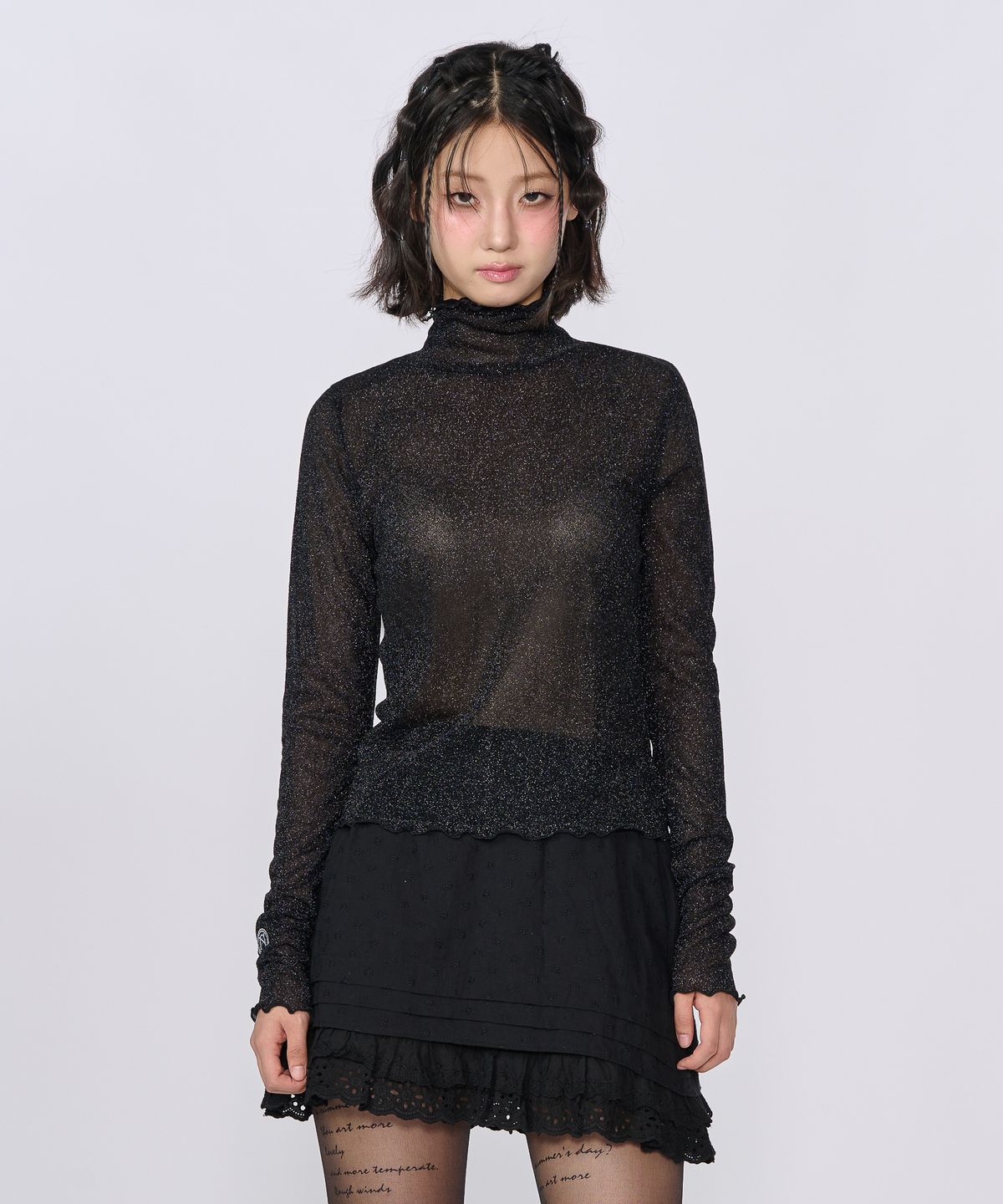 언유주얼 노말(UNUSUALNORMAL) TWINKLE HIGHNECK T-SHIRT_BLACK