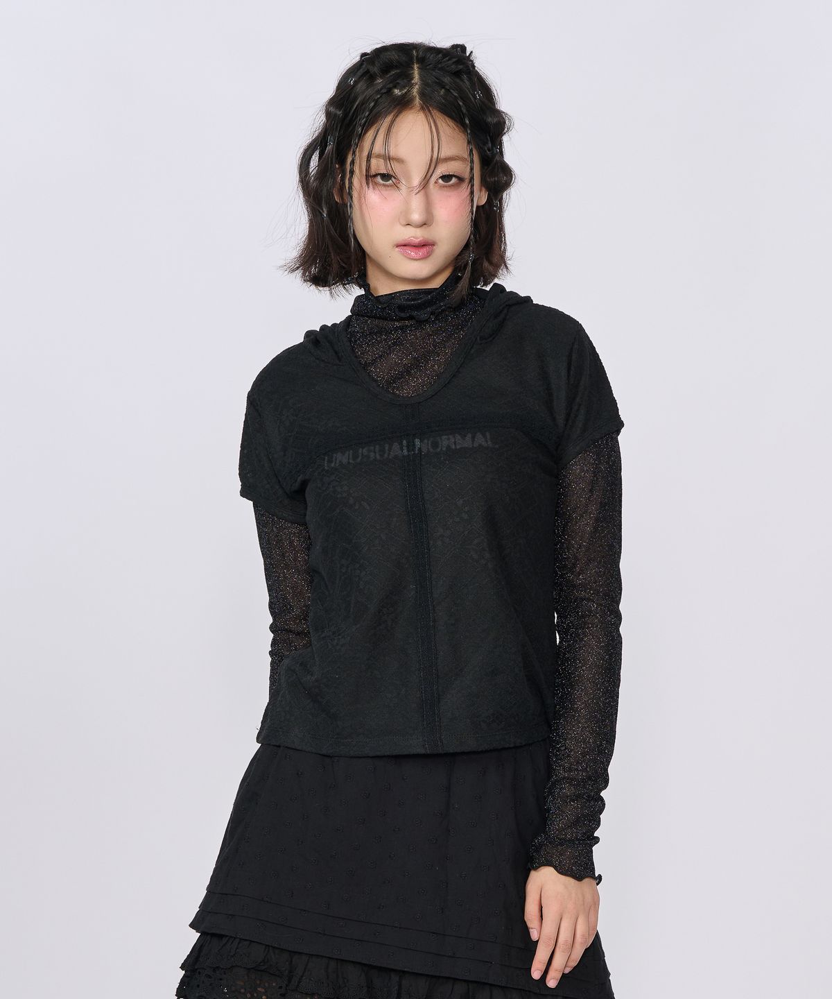 언유주얼 노말(UNUSUALNORMAL) TWINKLE HIGHNECK T-SHIRT_BLACK