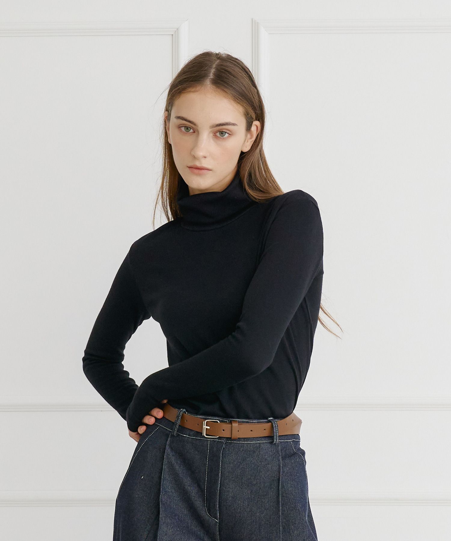 MUSINSA | BIBYSEOB Basic Turtleneck Black [T44]
