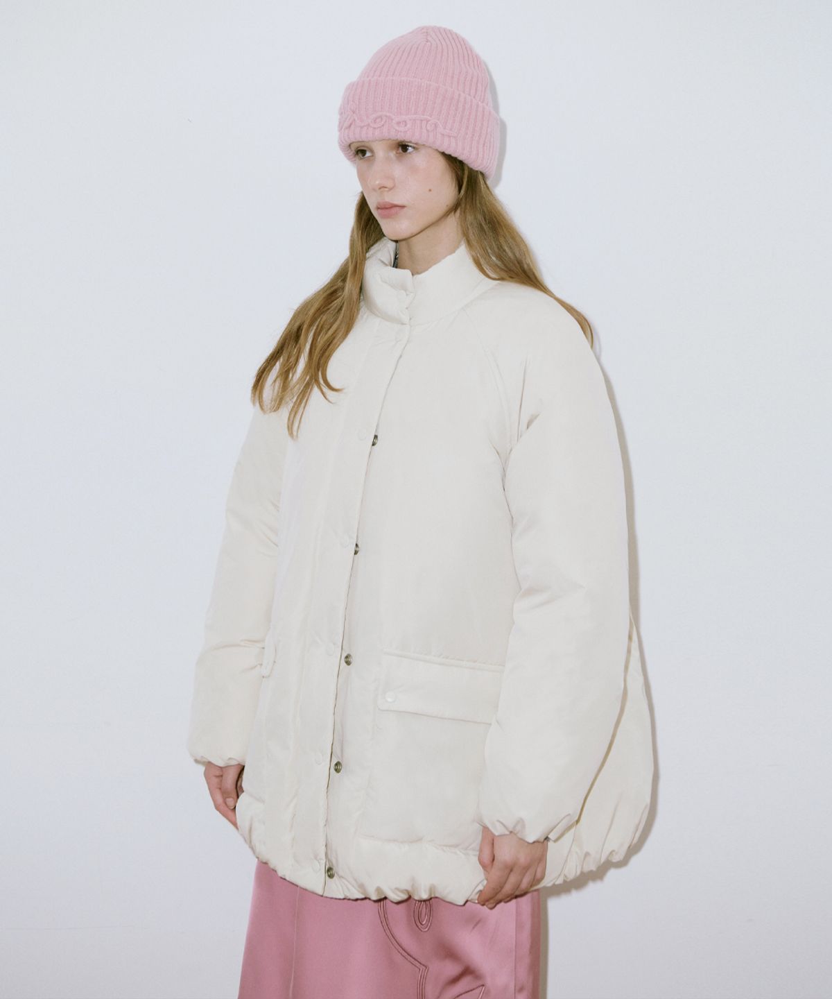 시눈(SINOON) Raglan Half Down Jacket (Ivory)