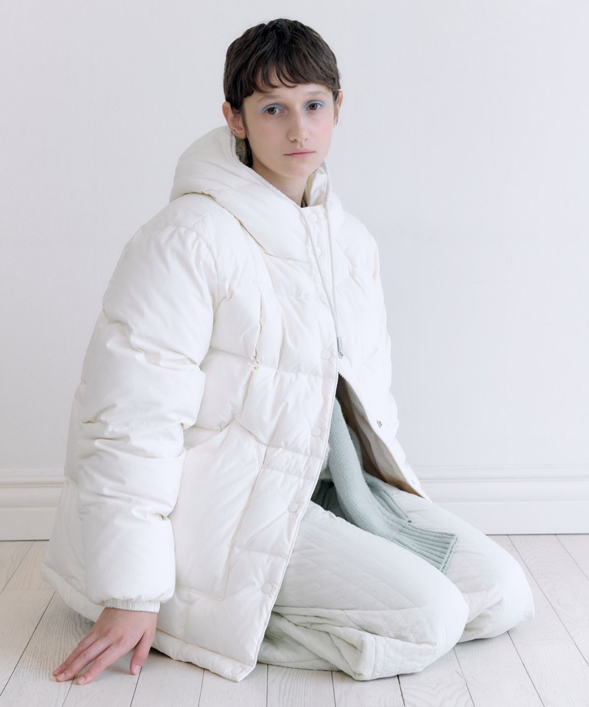 시눈(SINOON) Hoodie Puffer Jacket (Ivory)