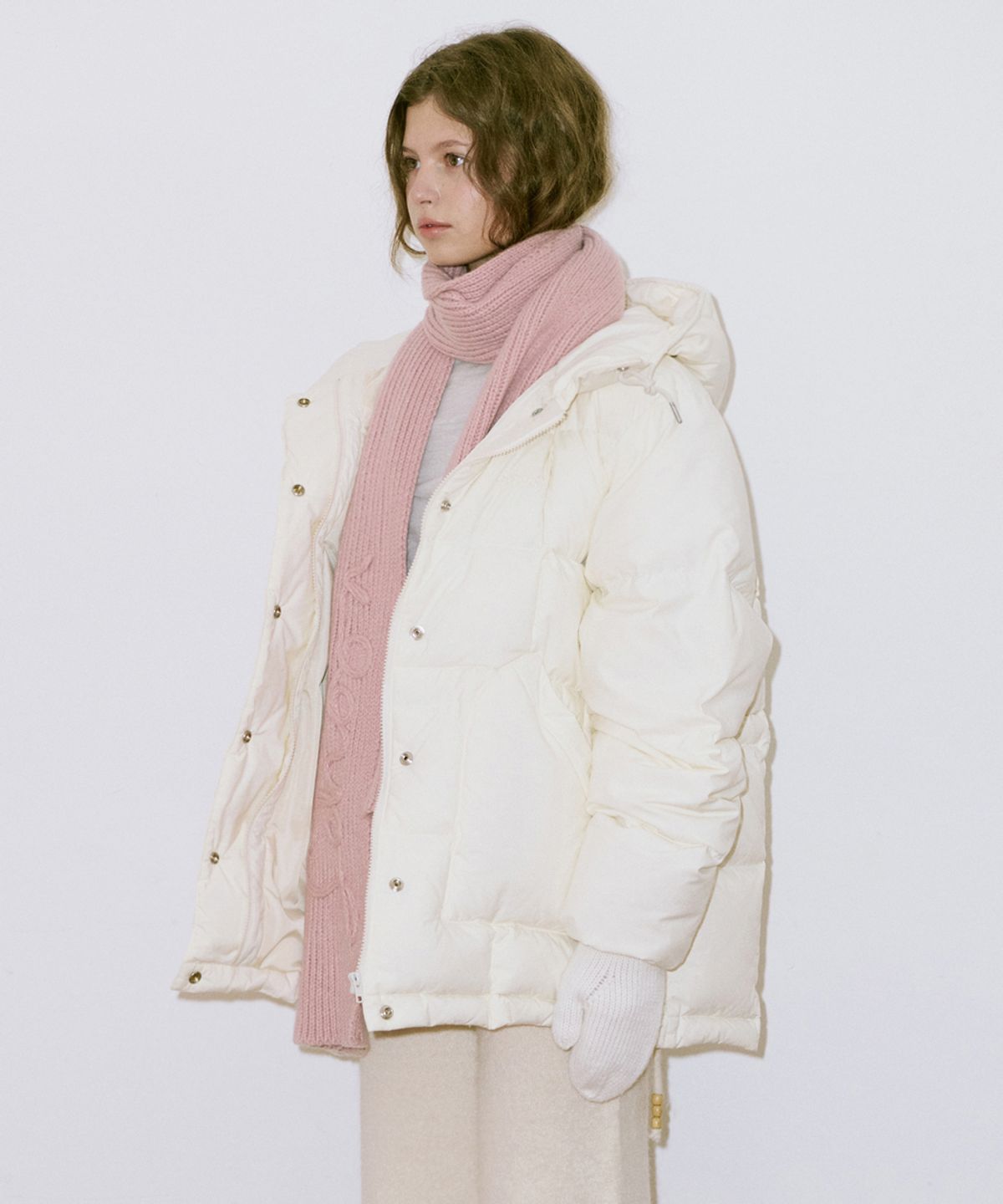 시눈(SINOON) Hoodie Puffer Jacket (Ivory)