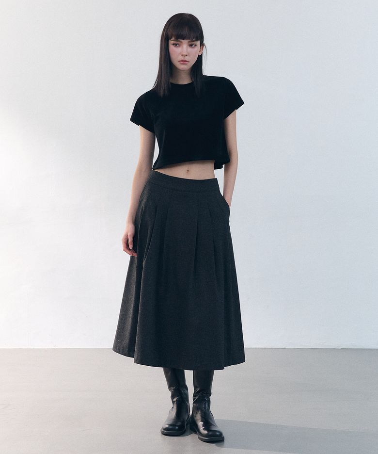 핀턱 미디 스커트 + 2컬러