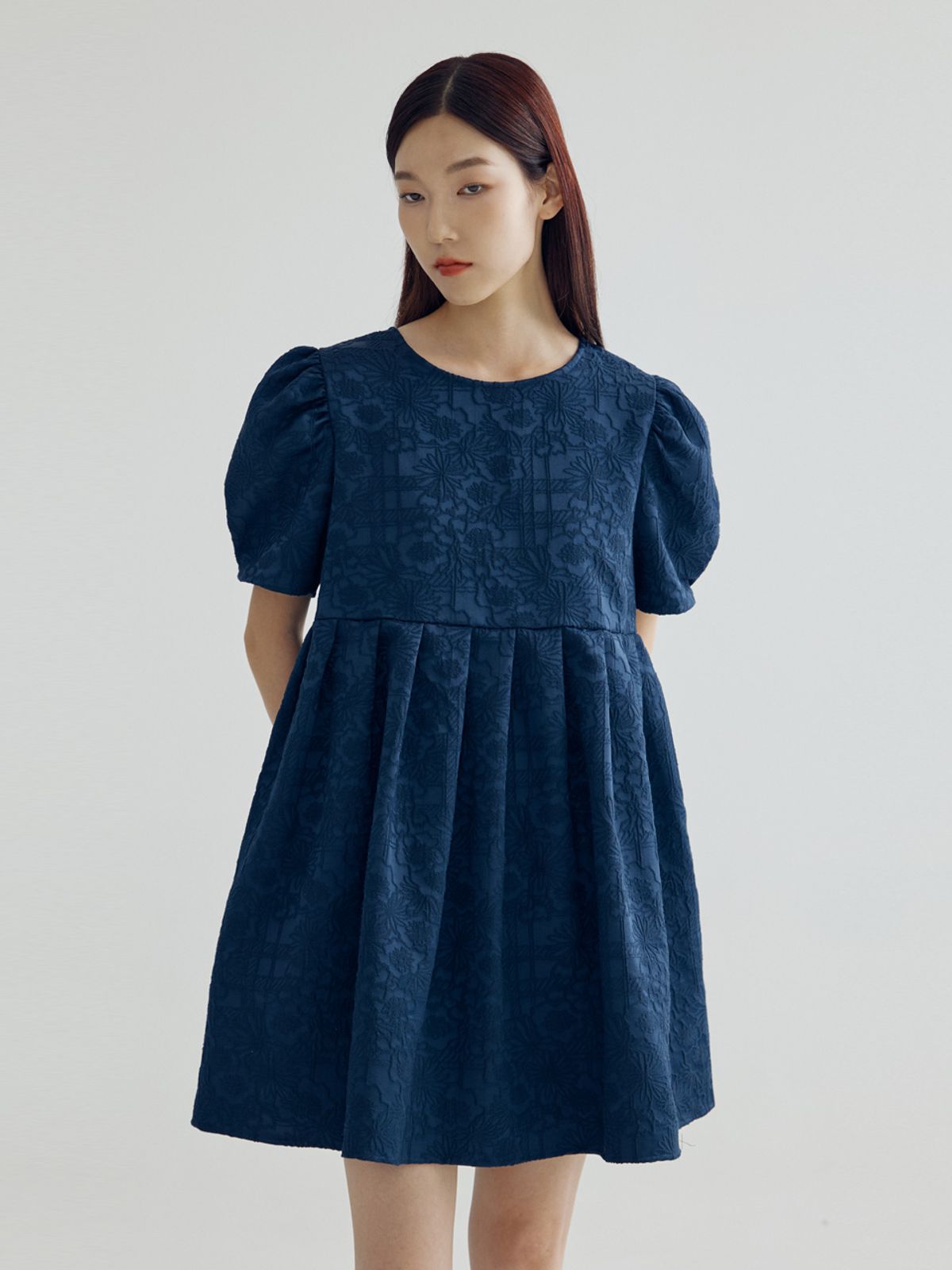 봄날 부티크(BOMNAL BOUTIQUE) 3D 미니 드레스_ 네이비