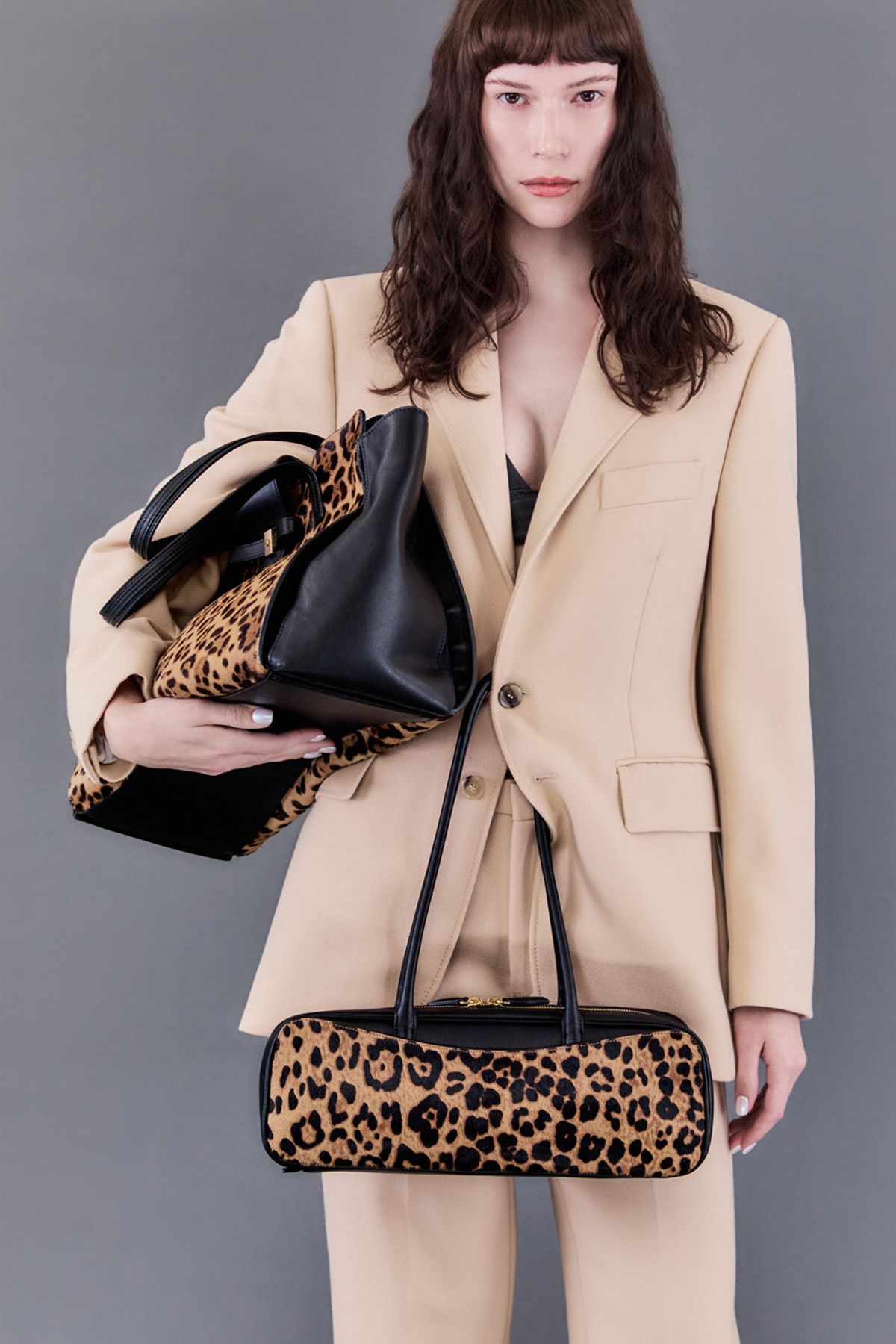 쿠론(COURONNE) Ines Tote 42 Leopard (Black&Dark Brown)_RCBTX24648MTX