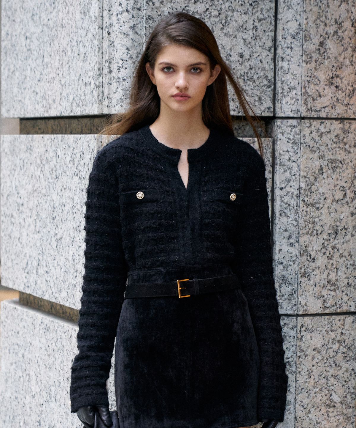 르네제이(RENEJ) Tweed Round Knit Cardigan