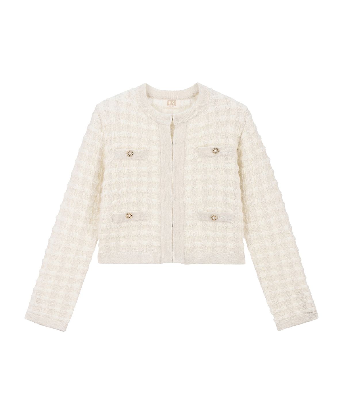 르네제이(RENEJ) Tweed Round Knit Cardigan