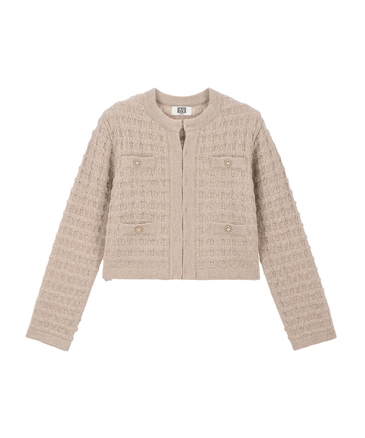 르네제이(RENEJ) Tweed Round Knit Cardigan