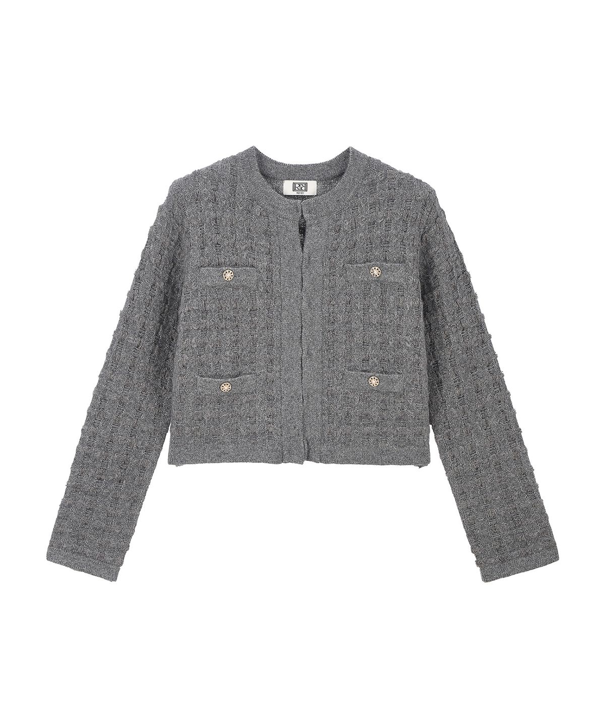 르네제이(RENEJ) Tweed Round Knit Cardigan