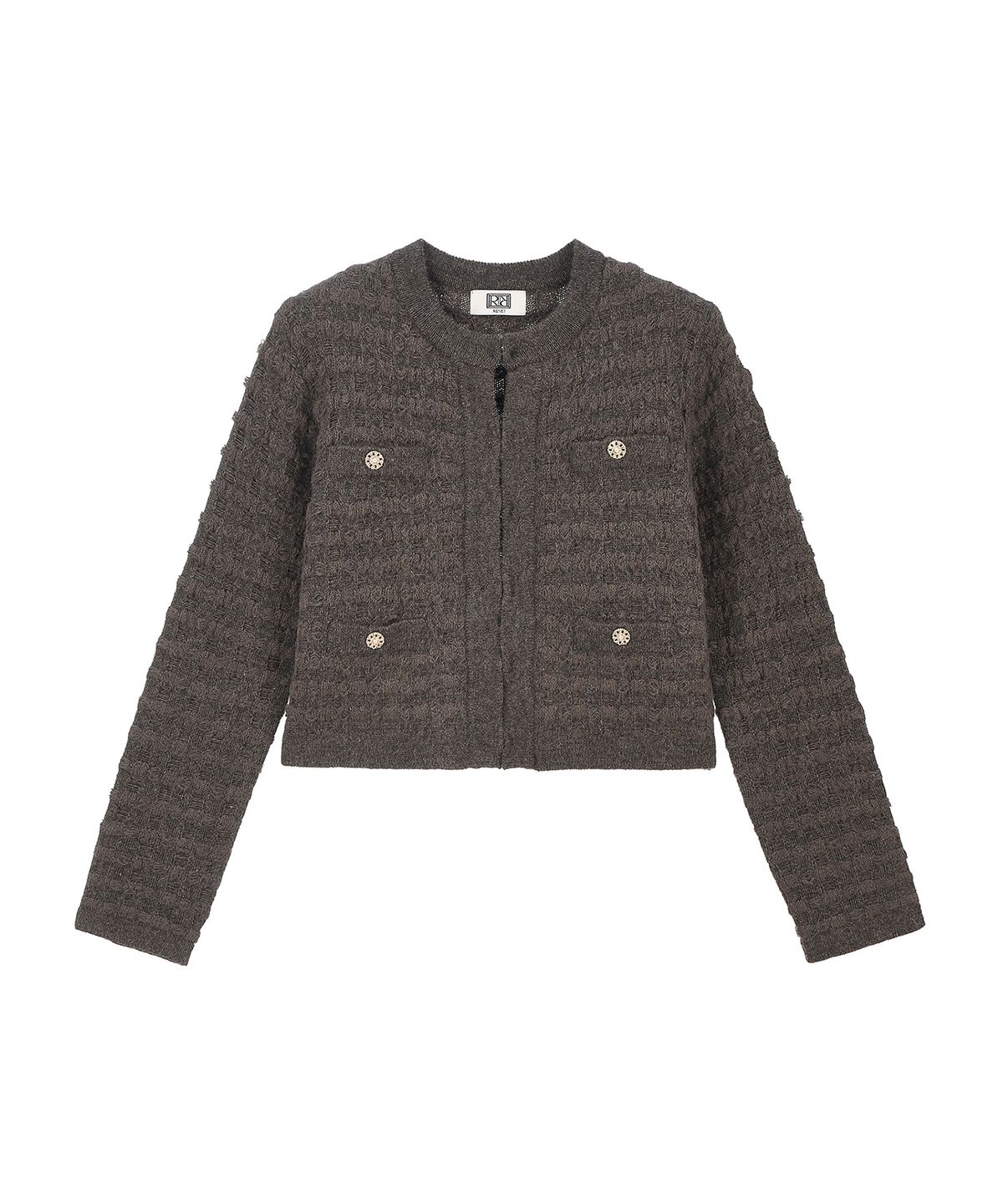 르네제이(RENEJ) Tweed Round Knit Cardigan