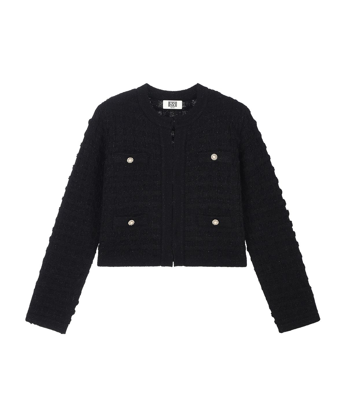 르네제이(RENEJ) Tweed Round Knit Cardigan