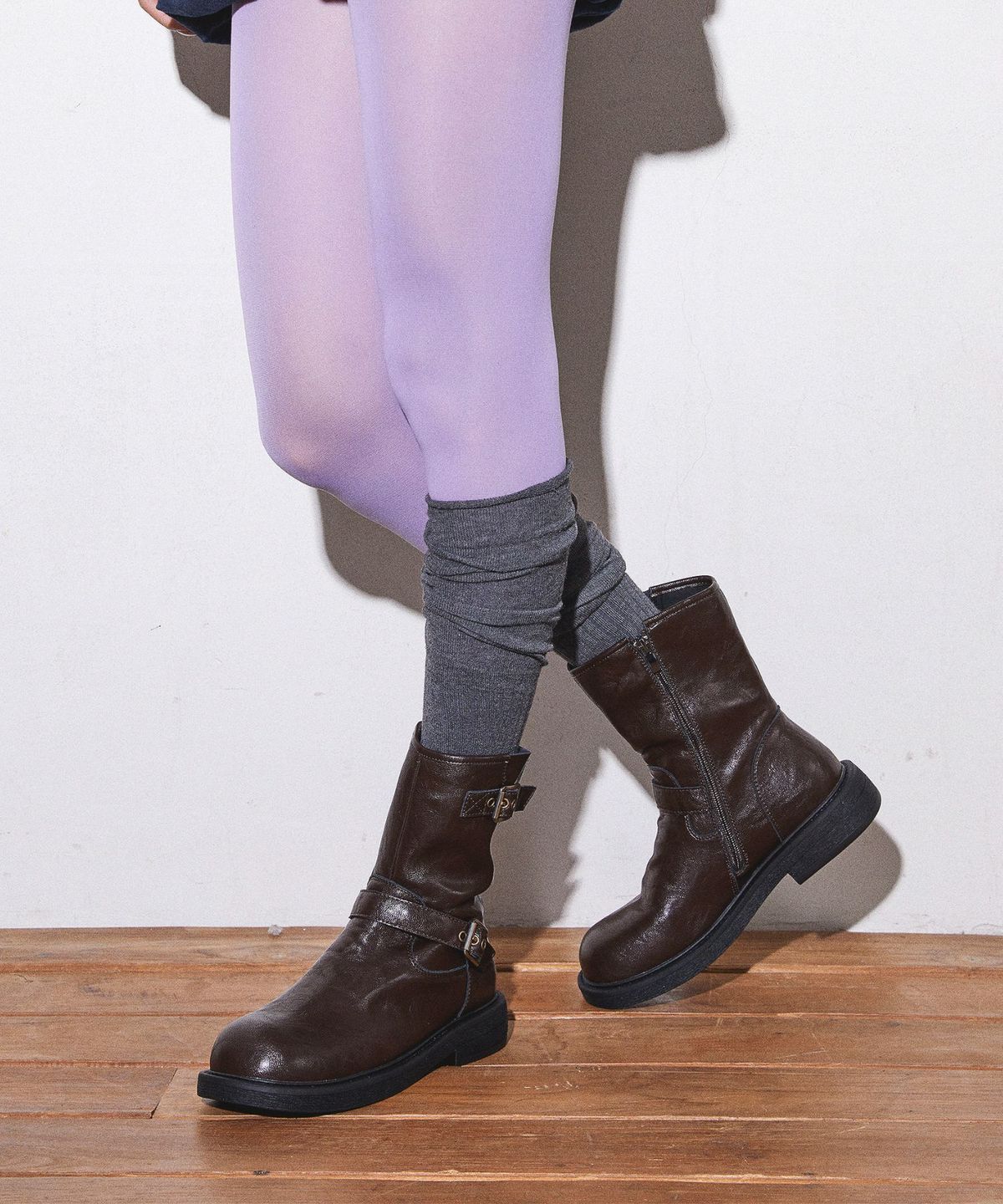 스퍼(SPUR) Wrinkle 소가죽 바이커 부츠 3.5cm -UA9061 (2color)