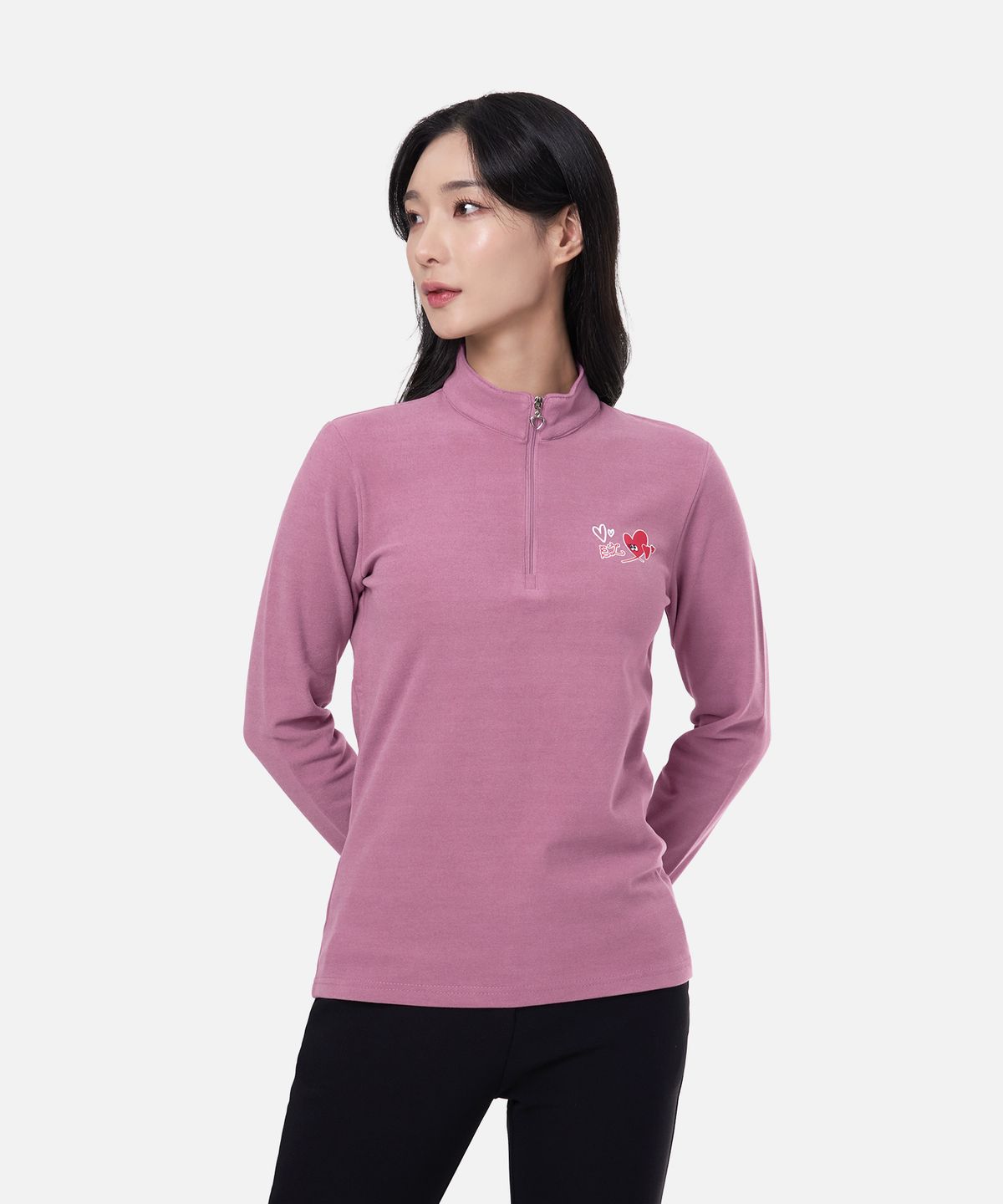 엑스트라스포티(EXTRASPORTY) 웜하트 여성 고밀도 기모 집업 티셔츠 6 Colors