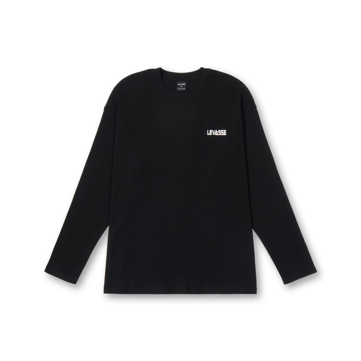 르바세(LEVASSE) 와플 오버핏 롱슬리브_블랙