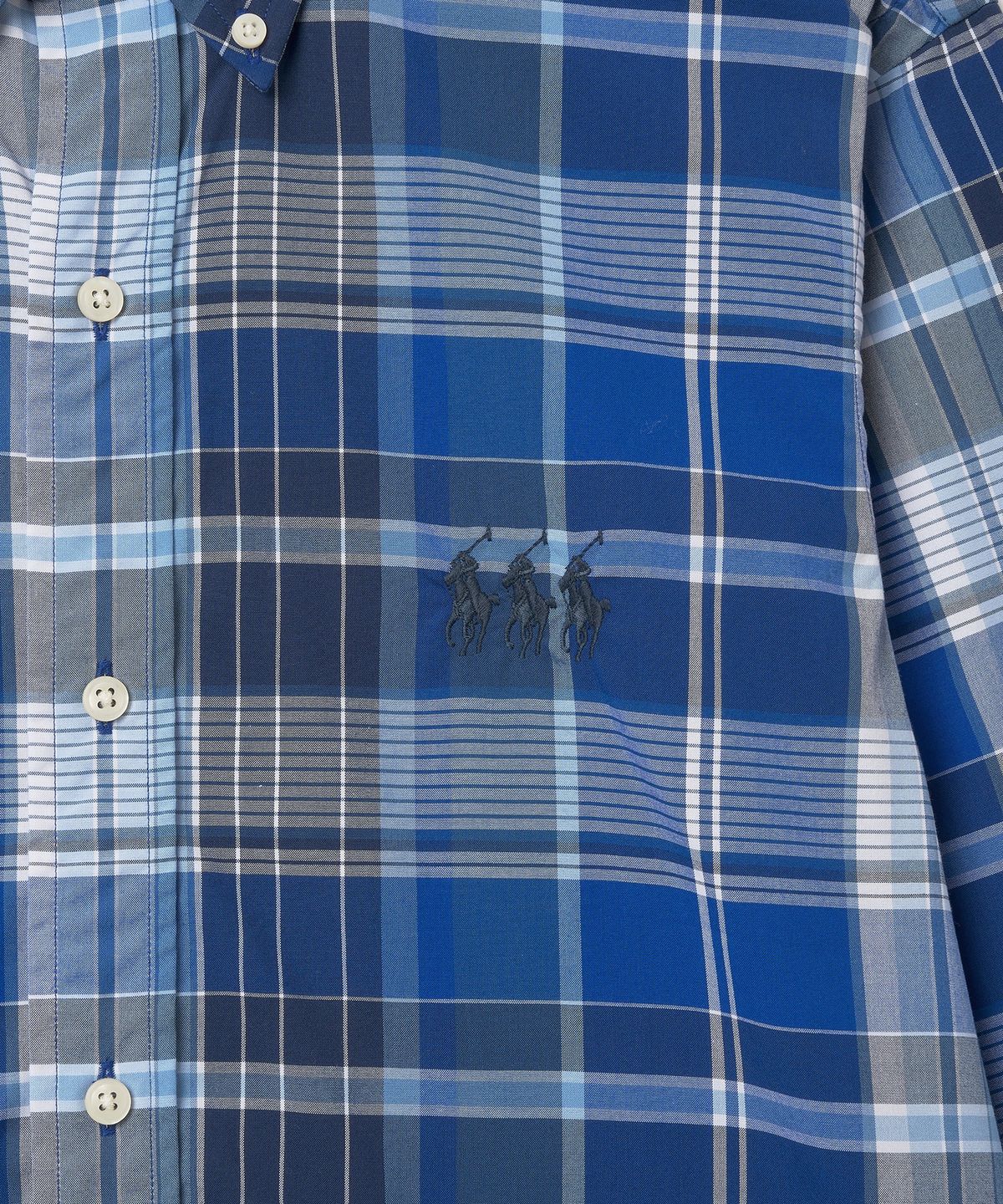 폴로 랄프 로렌(POLO RALPH LAUREN) [Pony Trio] 클래식핏 포플린 체크 셔츠-블루멀티