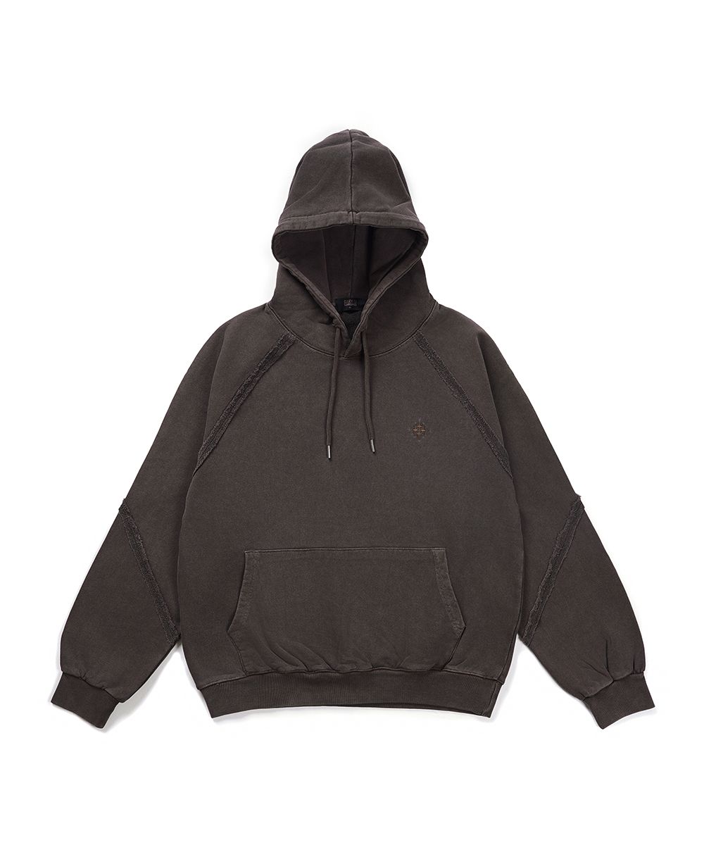 MUSINSA | GAKKAI UNIONS Out Cut Raglan Pigment Hoodie Brown